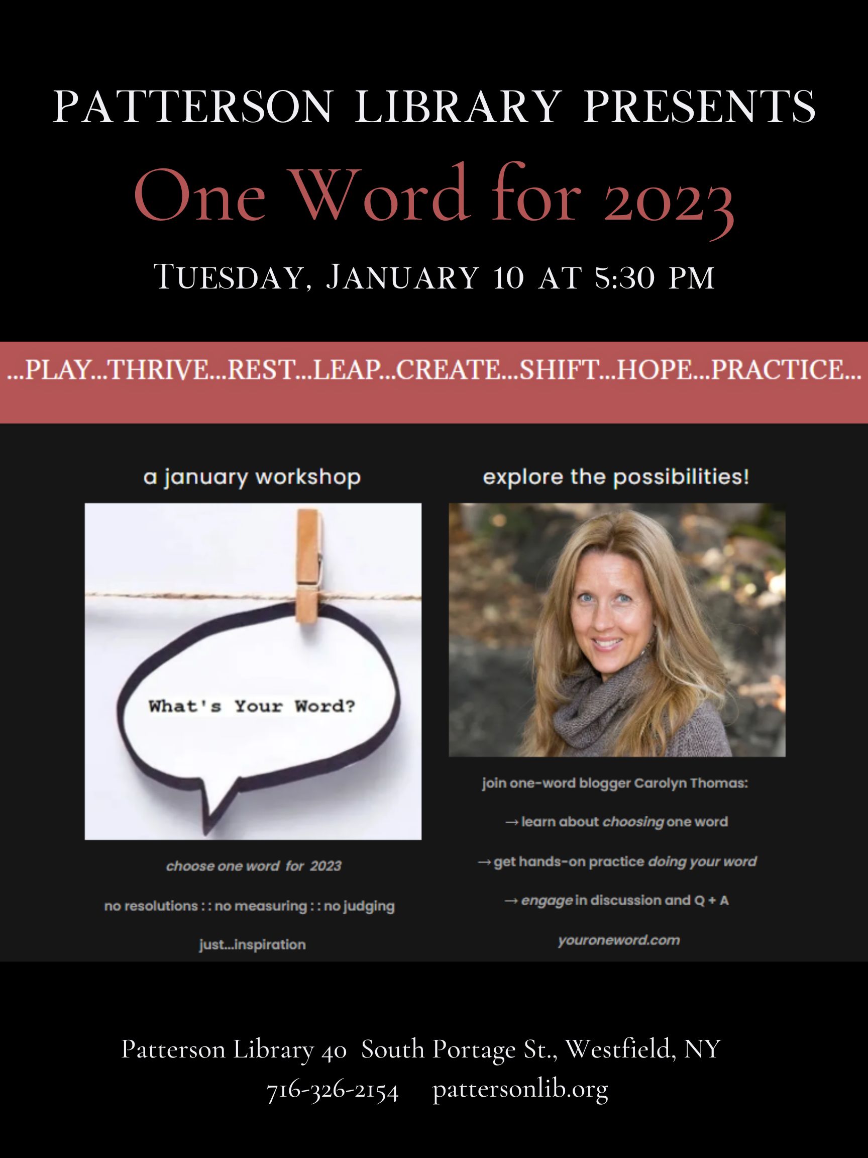 One Word With Carolyn Thomas Patterson Library