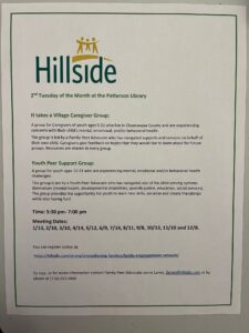 Hillside Caregiver and Youth Peer Support @ patterson library