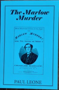 Blue book cover for the Marlow Murder by Paul Leone